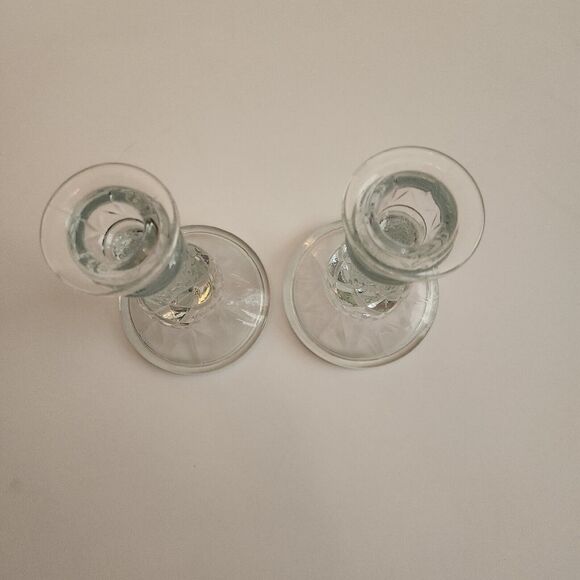 VINTAGE CRYSTAL CANDLESTICK HOLDER  PINEAPPLE STYLE PATTERN Excellent Condition - Picture 7 of 9